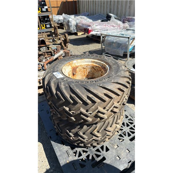 SET OF 2 GOODYEAR WRANGLER XT 31X15.50-15 TIRES MOUNTED ON 5 BOLT METAL RIMS