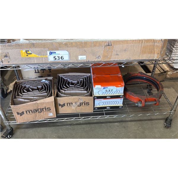 SHELF OF MAGRIS CONVEYOR COMPONENTS, ECO LED LIGHT BULBS & MORE