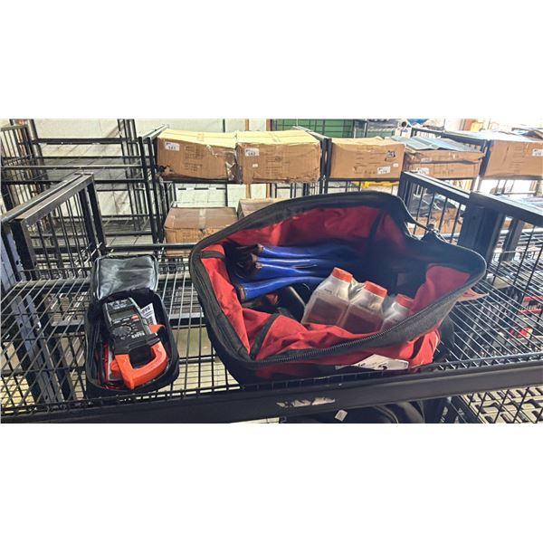 KLEIN DIGITAL CLAMP READER & MILWAUKEE TOOL BAG & CONTENTS