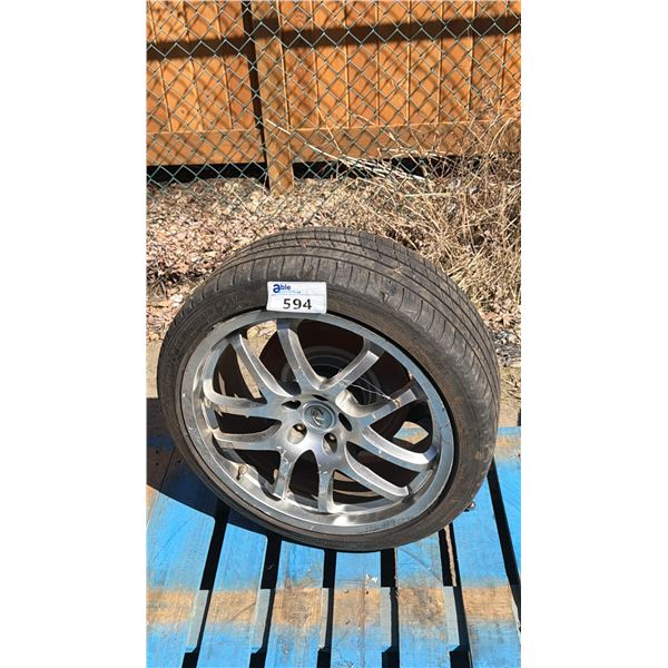 MICHELIN PILOR SPORT A/S 3+ 225/40ZR19 93Y TIRE MOUNTED ON5 BOLT METAL INFINITI RIM WITH ATTACHED