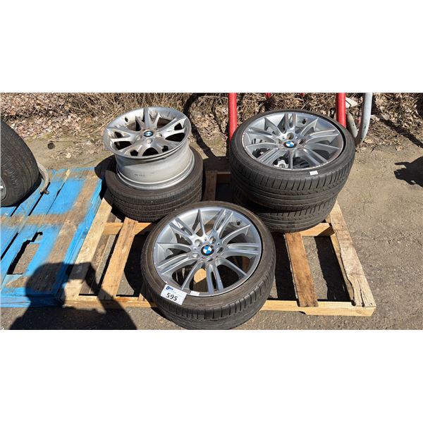 SET OF 4 BRIDGESTONE POTENZA RE050AI 255/35R18 90W TIRES MOUNTED ON 5 BOLT METAL BMW RIMS