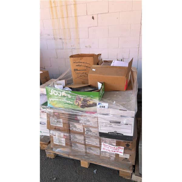 PALLET OF ASSORTED ITEMS INCLUDING; BEST BEFORE STICKERS, COPIER PAPER, PRICING GUN STICKERS & MORE