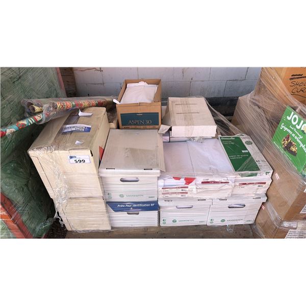 PALLET OF ASSORTED ITEMS INCLUDING; COPER PAPER & CHRISTMAS WRAPPING PAPER