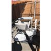 Image 2 : PALLET OF ASSORTED ITEMS INCLUDING; ROLLING OFFICE CHAIR, ELECTRIC HEIGHT ADJUSTABLE DESK, PORTABLE