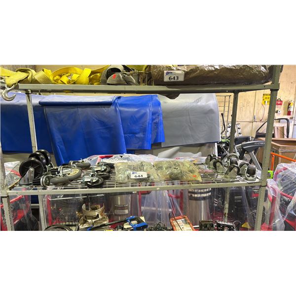 SHELF OF ASSORTED CASTER WHEELS