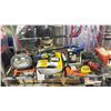 Image 2 : SHELF OF WORK LIGHTS, TIRE CHAINS, PROPANE TANK, ELECTRIC DRILLS & MORE