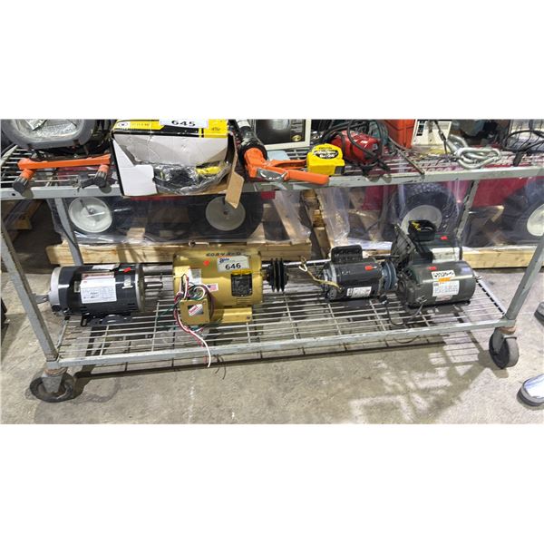 SHELF OF ASSORTED ELECTRIC MOTORS