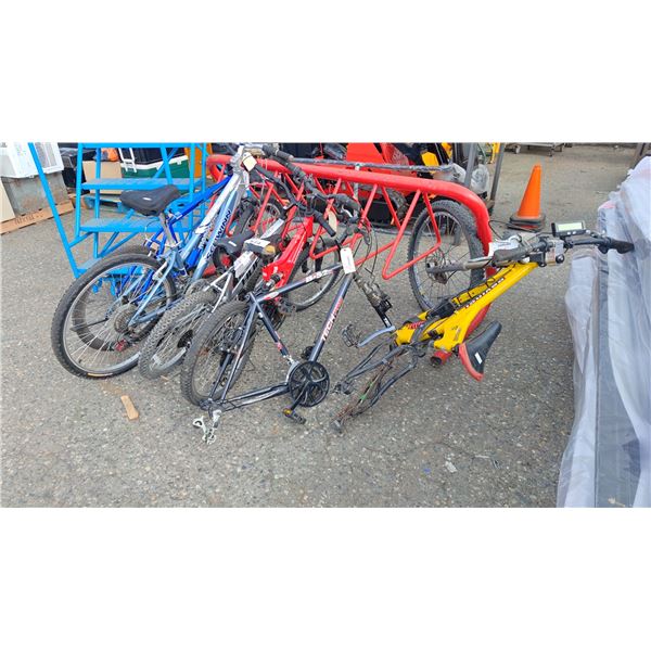 6 ASSORTED BIKES INCLUDING; DEVINCI, SCHWINN, MONGOOSE, NORCO, HUFFY & TECHPRO