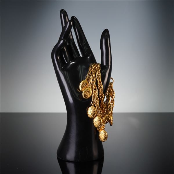CHANEL Gold Tone Multistrand Charm Bracelet