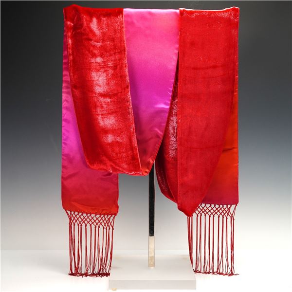 ESCADA Made in Italy Silk Blend Gradient Scarf with Macrame Fringe