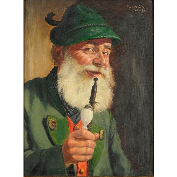 Fritz Muller (German, 1913-1972) Oil on Board, Portrait of a Man, Signed