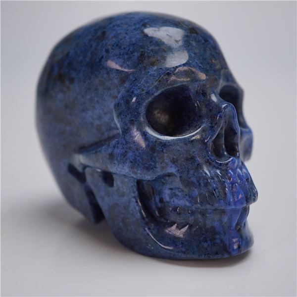 Sodalite Crystal Hand-Carved Skull Sculpture