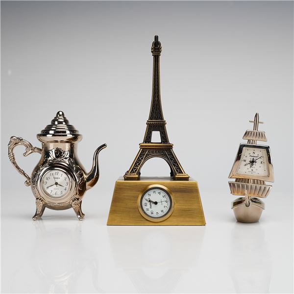 3pc Miniature Clocks by Timex and Platinum