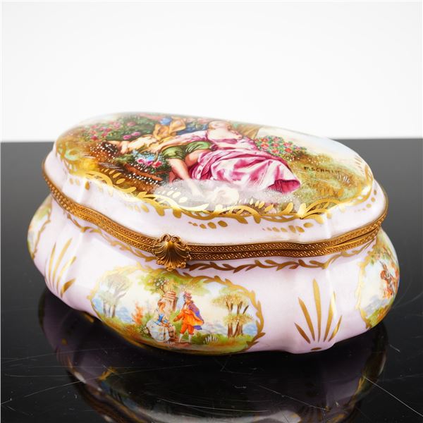After Sevres Porcelain P. Schmitt Gilt Vanity Box