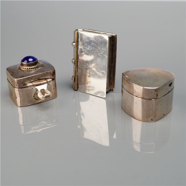 Three Mexican Sterling Silver Miniature Hinged Boxes