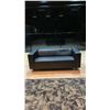 Image 1 : BLACK LEATHER APARTMENT SIZE SMALL SOFA - APPROX. 6FT
