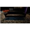 Image 1 : BROWN LEATHER SOFA WITH CHROME TRIM - APPROX. 8FT *SURFACE WEAR PRESENT*