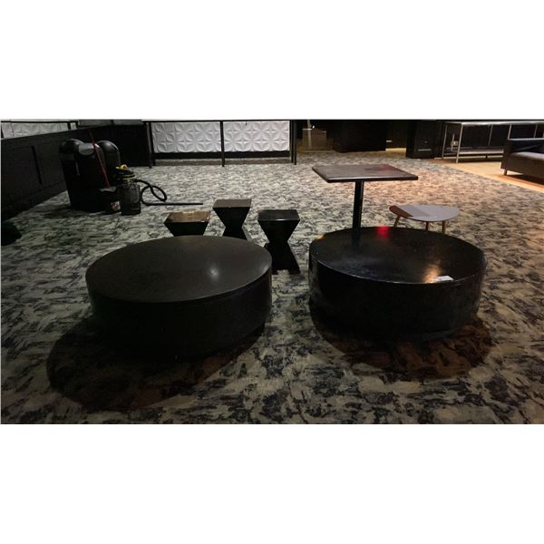GROUP OF 7 ASSORTED LOUNGE TABLES AND SIDE TABLES