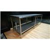 Image 2 : STAINLESS STEEL COMMERCIAL PREP TABLE - APPROX. 8FT X 2 1/2FT X 3FT HIGH