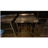 Image 4 : 2 SMALL STAINLESS STEEL PREP TABLES AND SMALL ULINE METAL SHELF