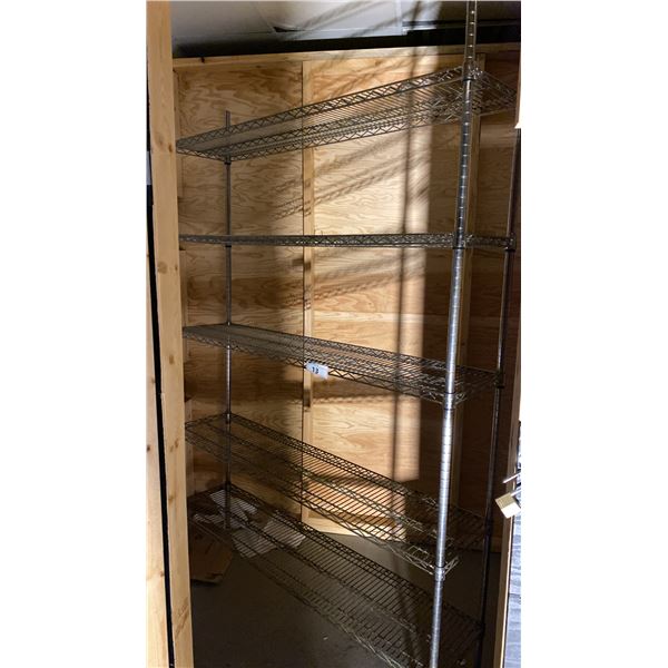 5 TIER CHROME FINISH METRO RACK SHELF UNIT - APPROX, 6FT X 1FT X 8FT HIGH