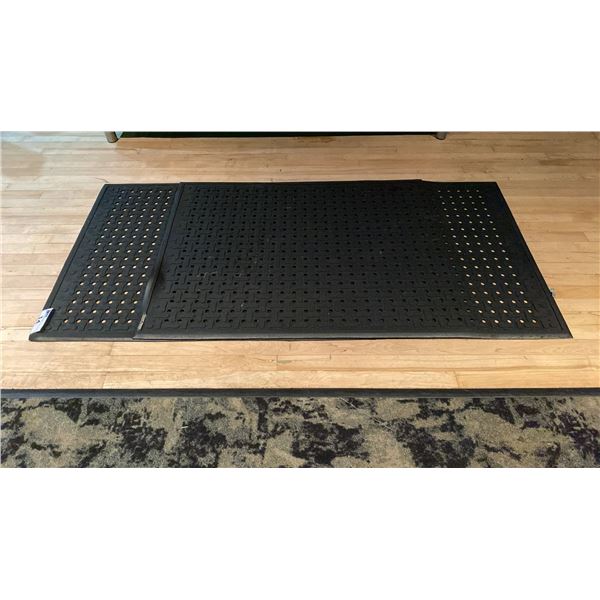 2 GREASE PROOF/ANTI-MICROBIAL BLACK RUBBER FATIGUE MATS -APPROX. 5FT X 3FT