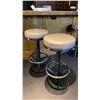 Image 5 : PAIR OF BAR STOOLS - BEIGE LEATHER PADDED CUSHION SEATS WITH METAL BASES