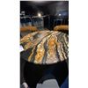 Image 2 : MARBLE TOP WITH BLACK METAL PEDESTAL BASE BAR TABLE -30" DIAMETER X  27 1/2" HIGH