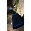 Image 1 : BLUE VELVET UPHOLSTERED BOOTH/BENCH SEATING - CONSISTS OF (6) 7FT SECTIONS AND (1) CORNER SECTION