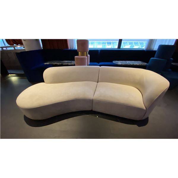 2 PCS. BEIGE SUEDE SOFA