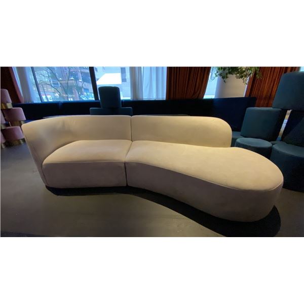 2 PCS. BEIGE SUEDE SOFA