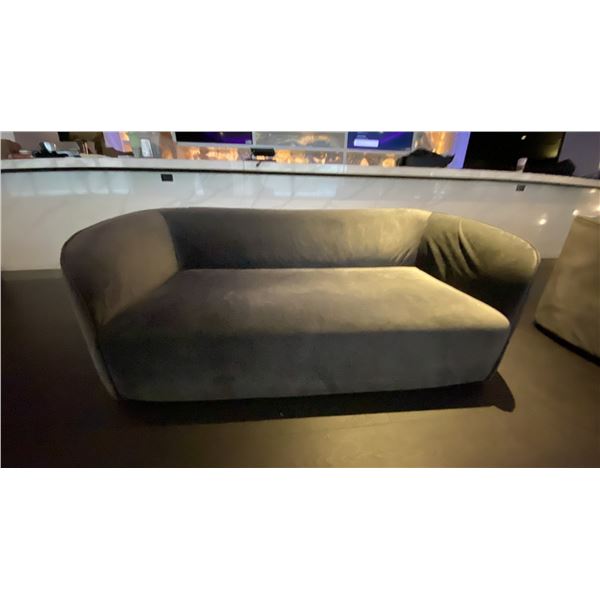 GREY SUEDE APARTMENT SIZE SOFA - APPROX.6FT