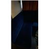 Image 2 : BLUE VELVET UPHOLSTERED BOOTH/BENCH SEATING - CONSISTS OF (3) 7FT SECTIONS AND (2) 5FT CORNER SEC...