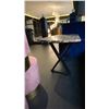 Image 3 : BLACK & BROWNISH MARBLE TOP COCKTAIL TABLE WITH BLACK METAL LEGS 42" X 20" X 24" HIGH