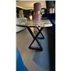 Image 3 : BLACK & BROWNISH MARBLE TOP COCKTAIL TABLE WITH BLACK METAL LEGS 42" X 20" X 24" HIGH