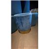 Image 2 : GROUP OF (8) BLUE FABRIC UPHOLSTERED FOOTSTOOLS