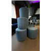 Image 2 : GROUP OF (8) BLUE FABRIC UPHOLSTERED FOOTSTOOLS