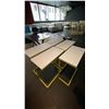 Image 2 : GROUP OF (5) WHITE MARBLE TOP WITH BRASS LEGS SOFA SIDE TABLES