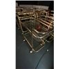 Image 4 : GROUP OF (6) BRASS & GLASS 2 TIER RECTANGLE MOBILE DRINK CARTS