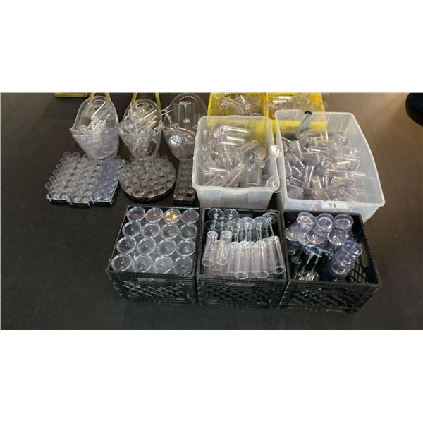 LARGE GROUP OF ASSORTED CLEAR PLASTIC DRINK GLASSES