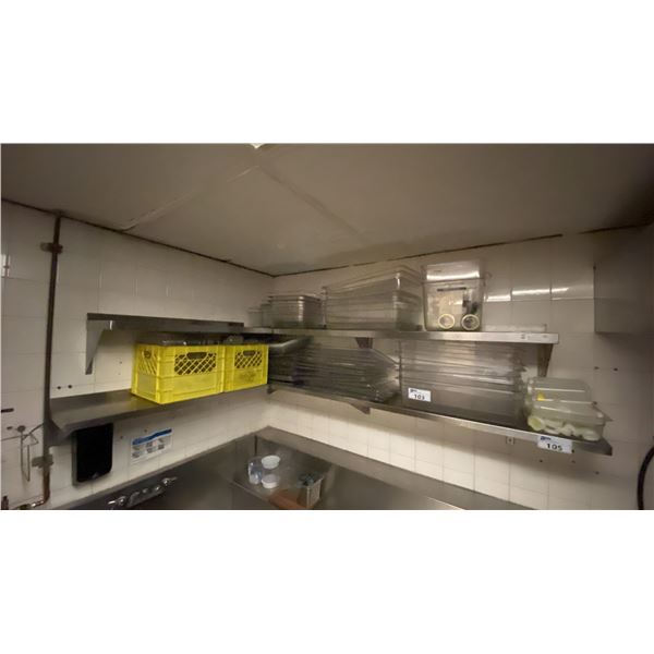 GROUP OF (7) EFI STAINLESS STEEL WALL MOUNT SHELVES - ASSORTED LENGTHS