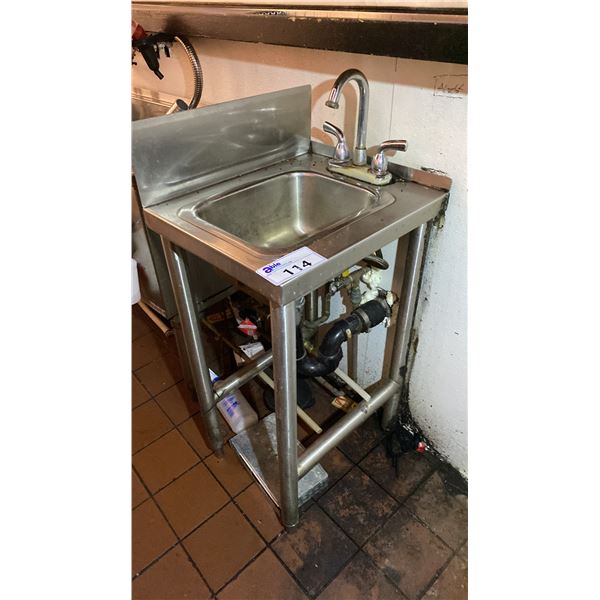 STAINLESS STEEL SMALL BAR SINK - APPROX.15" X 19" X 30" HIGH *BUYER WILL REQUIRE CAPS & TOOLS TO ...