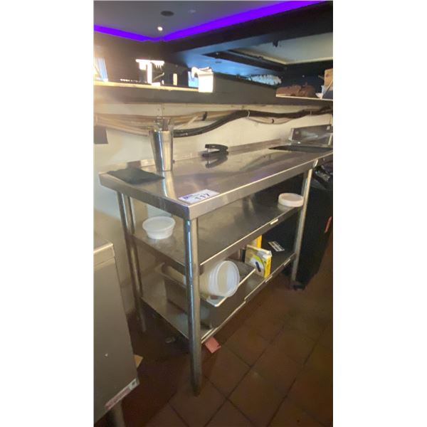 STAINLESS STEEL STAND ALONE BAR STATION WITH TRASH RECEPTACLE  - APPROX. 52" X 18" X 31" HIGH