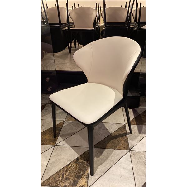 CONTEMPORARY WHITE LEATHER WITH BLACK METAL LEGS DINING/SIDE CHAIR