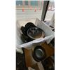 Image 4 : 5 BOXES OF BLACK EARTHENWARE DISHES AND SMALL FROSTED GLASS TEA LIGHT HOLDERS