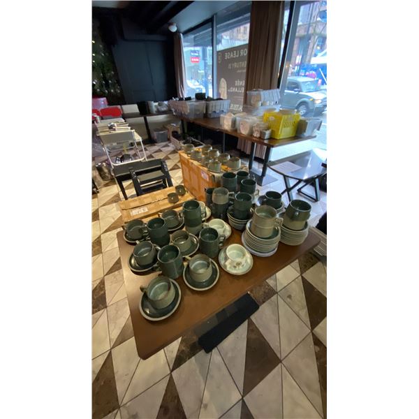 3 BIG BOXES OF ASSORTED EARTHENWARE COFFEE CUPS & SAUCERS