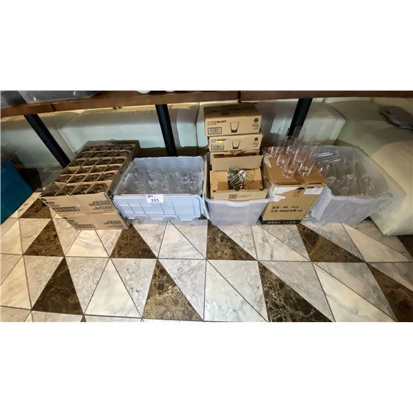 LARGE GROUP OF ASSORTED BAR GLASSES (16 BOXES)