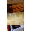 Image 6 : GROUP OF MISCELLANEOUS ITEMS - WICKER BREAD BASKETS, MENUS, SMALL TABLE TOP AD STANDS AND MORE