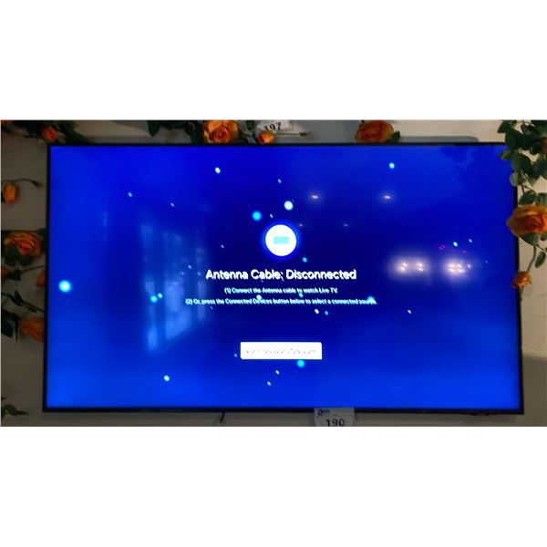 55" SAMSUNG TV WITH WALL MOUNT *NO REMOTE* *BUYER WILL REQUIRE LADDER & TOOLS TO DETACH FROM WALL*
