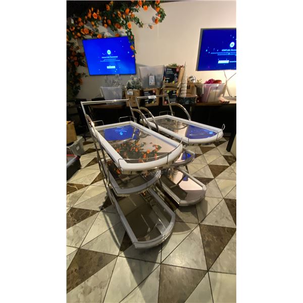 2 CHROME & WHITE 3 TIER DRINK CARTS
